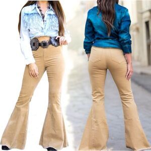 Lucky & Blessed Mocha Carson Corduroy Flare Jeans NWT